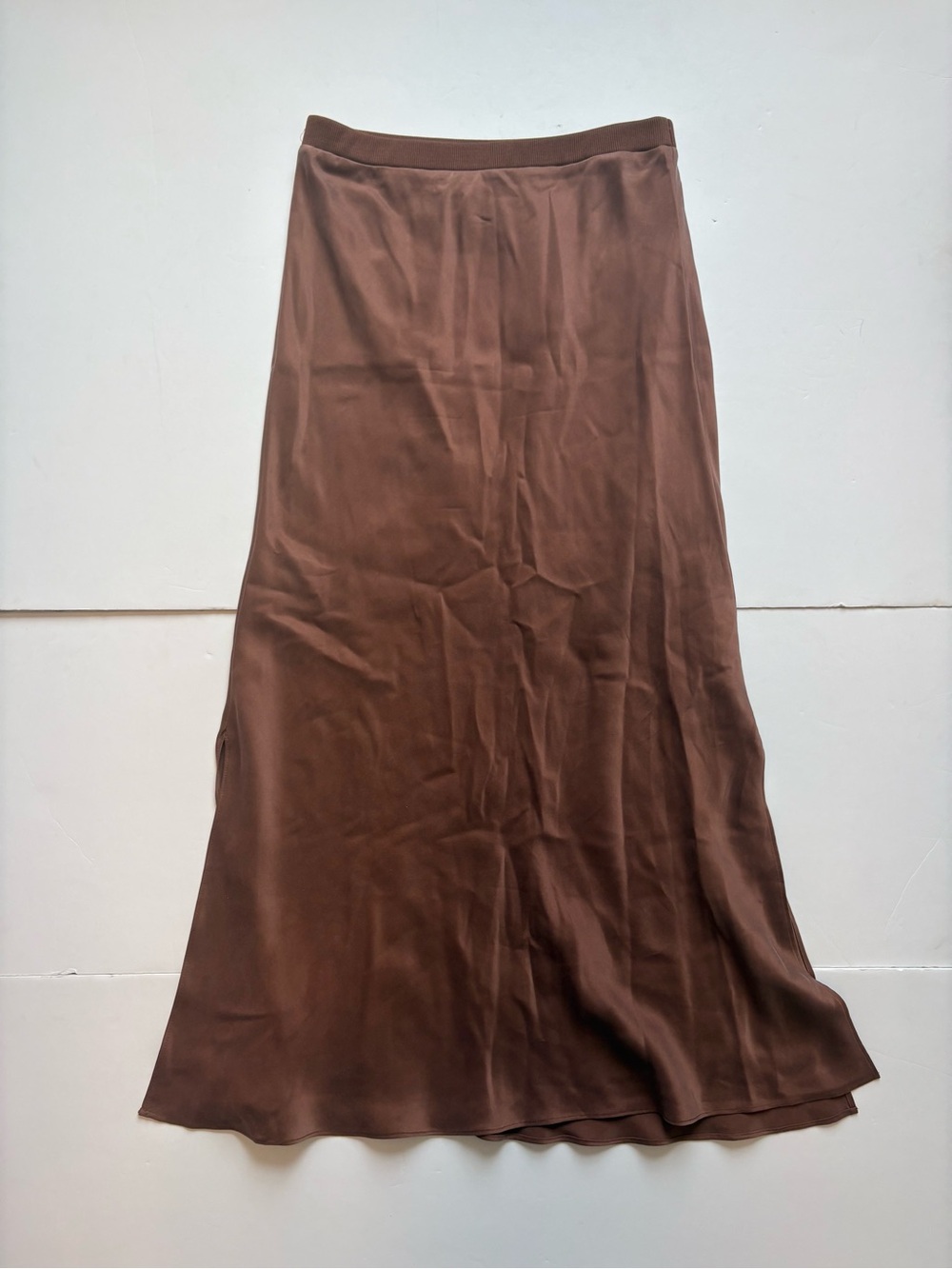 Unsubscribed Brown Silk Column Midi Slip Skirt 4
